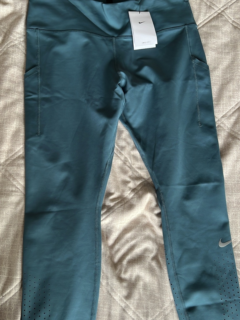 Nike Kids Teal-Blue Performance Leggings